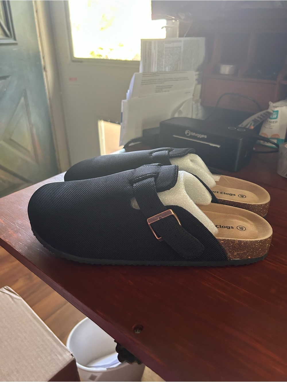 Black Men's Slip-On Clog with Adjustable Buckle